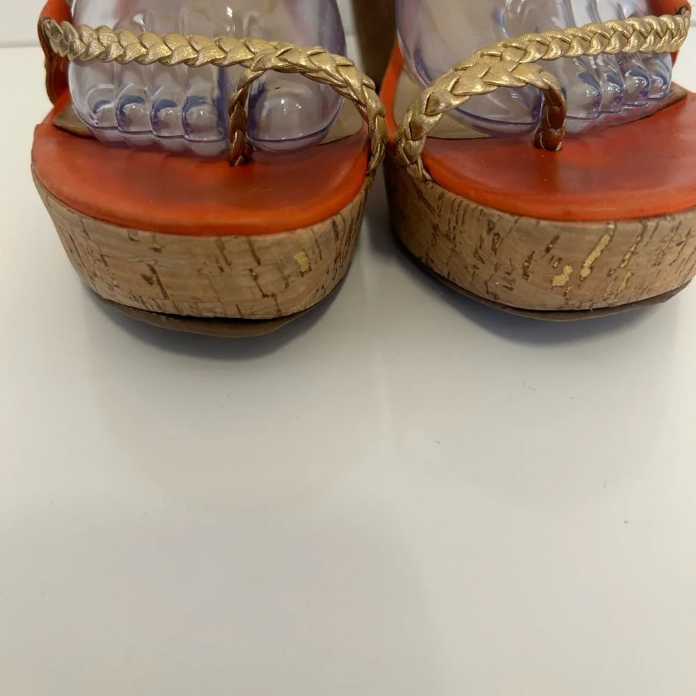 Kate Spade Women's Orange and Gold Bali Wedges Size 9 - Picture 7 of 14